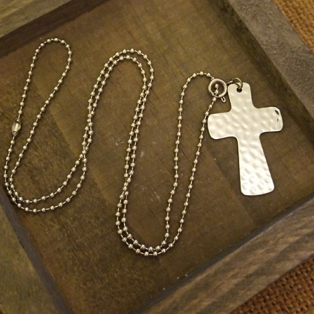 JBloom Silver Cross Charm Necklace
